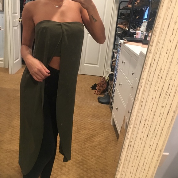 Gorgeous olive green long strapless top - Picture 6 of 10